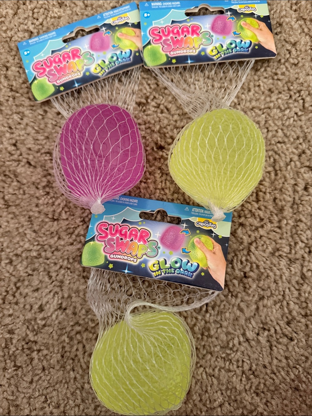 Squishy Glow Gumdrops sugar swaps Purple & Lime bundle of 3